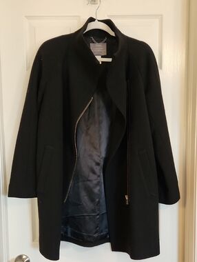 J. Crew Black Asymmetrical Zip Wool City Coat